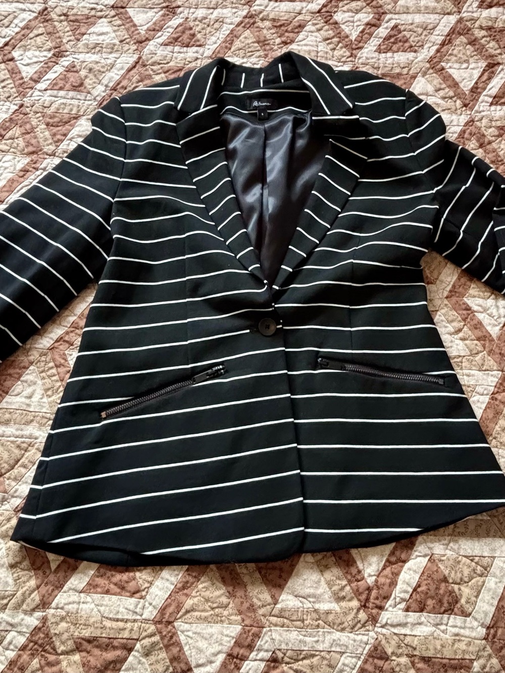 Reitmans Black Blazer with White Stripes